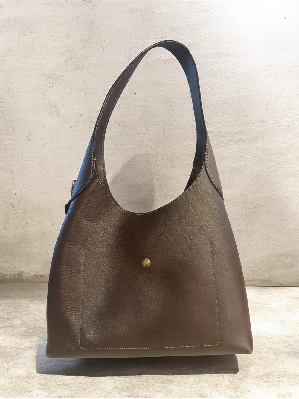 Coach Brooklyn 28 Dark Brown Pebbled Leather Shoulder Hobo - Picture 3 of 4